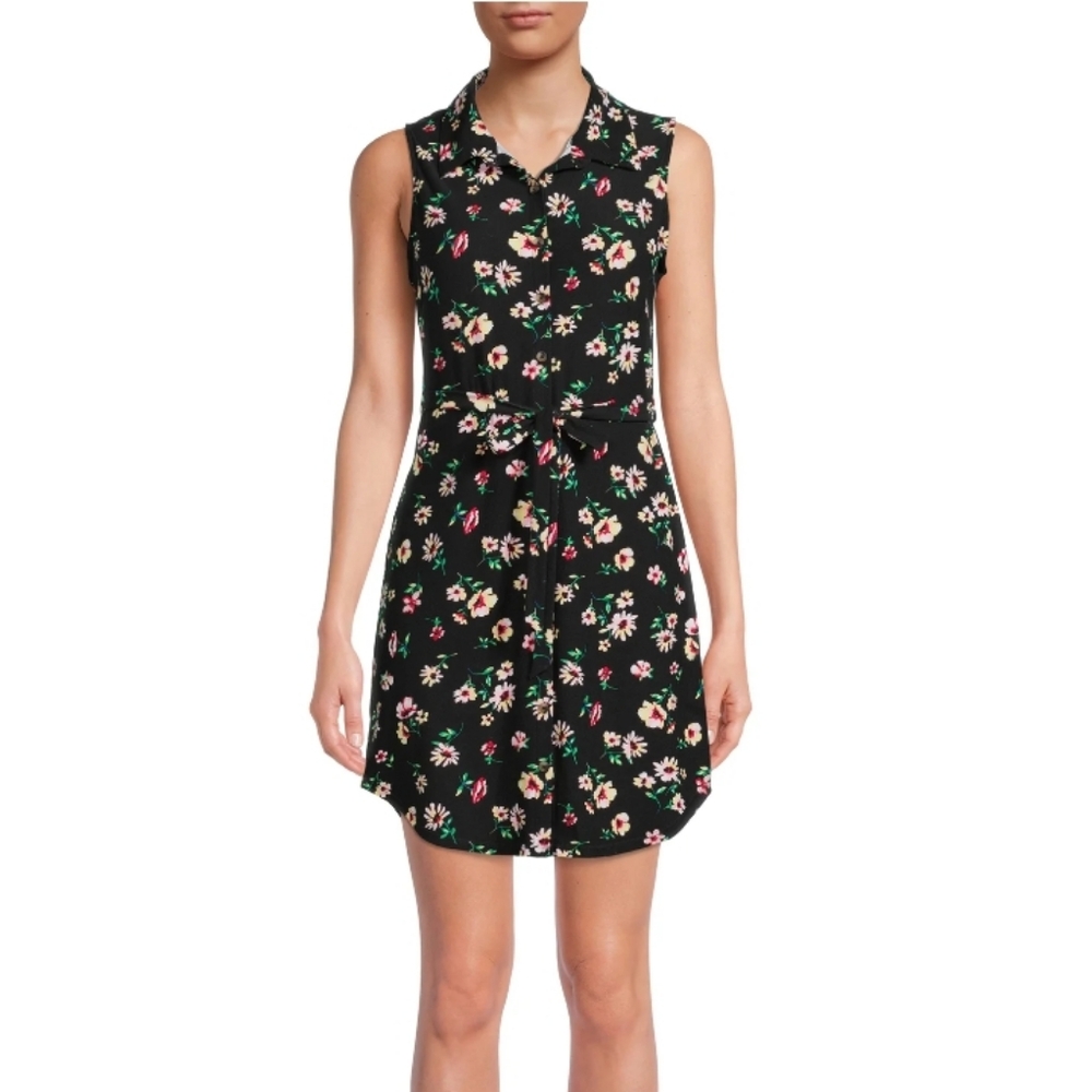 No Boundaries Black Floral Mini Dress, sleeveless, size Medium (7-8)